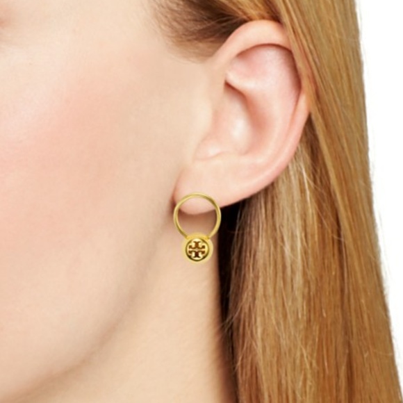 NWOT Tory Burch 16K Logo Bead Drop Earring - Picture 4 of 7